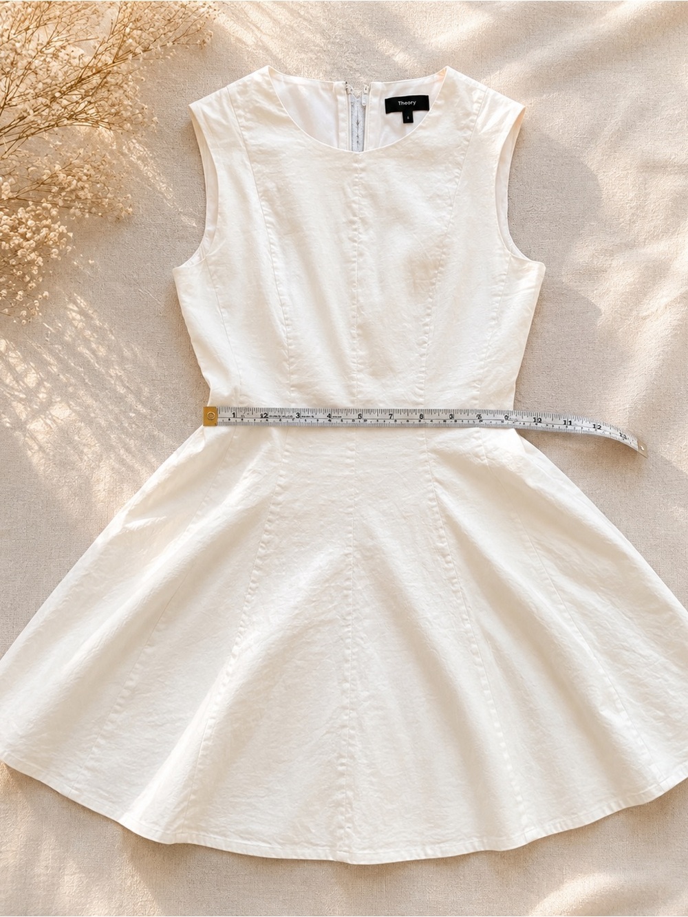 Theory Cream Sleeveless Fit-and-Flare Dress - Picture 5 of 7